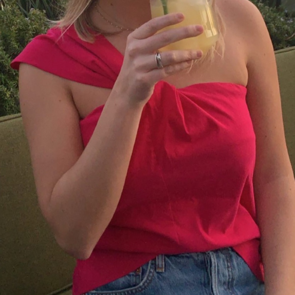 One Shoulder Pink Blouse